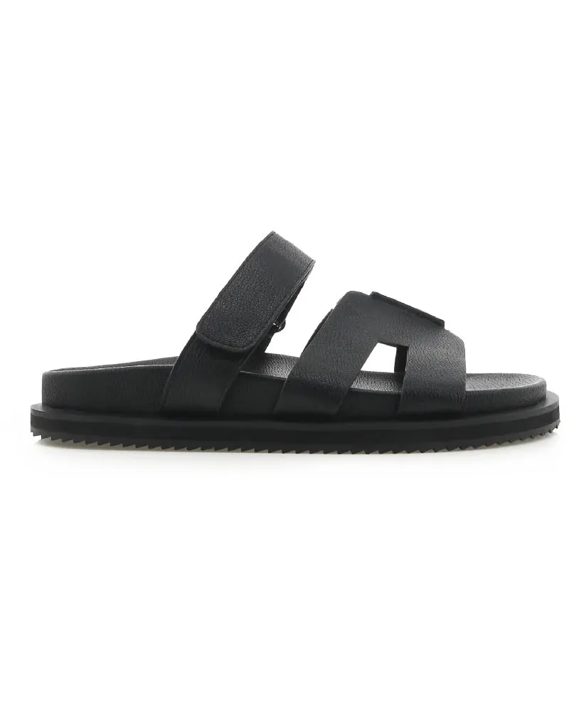 Sol Sana Shine Black/ White Stitching Slides