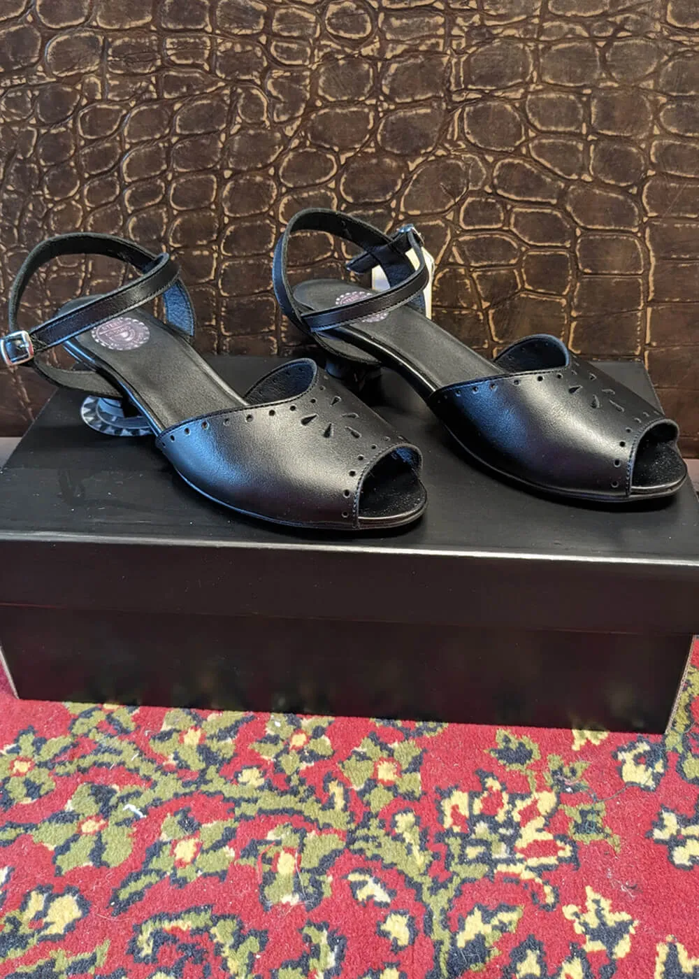 Steelground Hylda Leather 50's Sandals Pumps Black