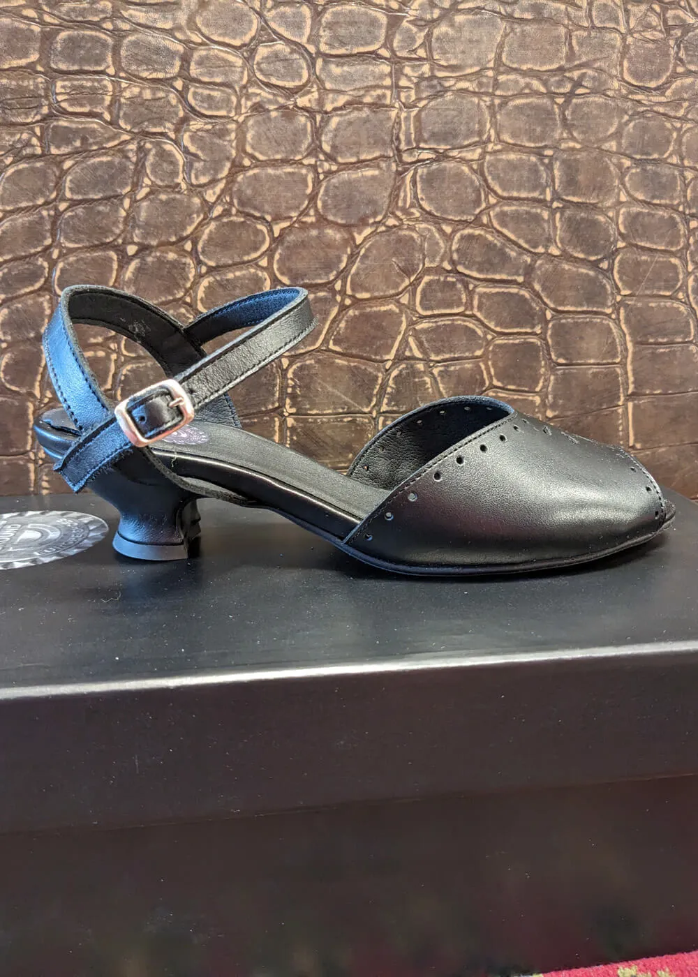 Steelground Hylda Leather 50's Sandals Pumps Black
