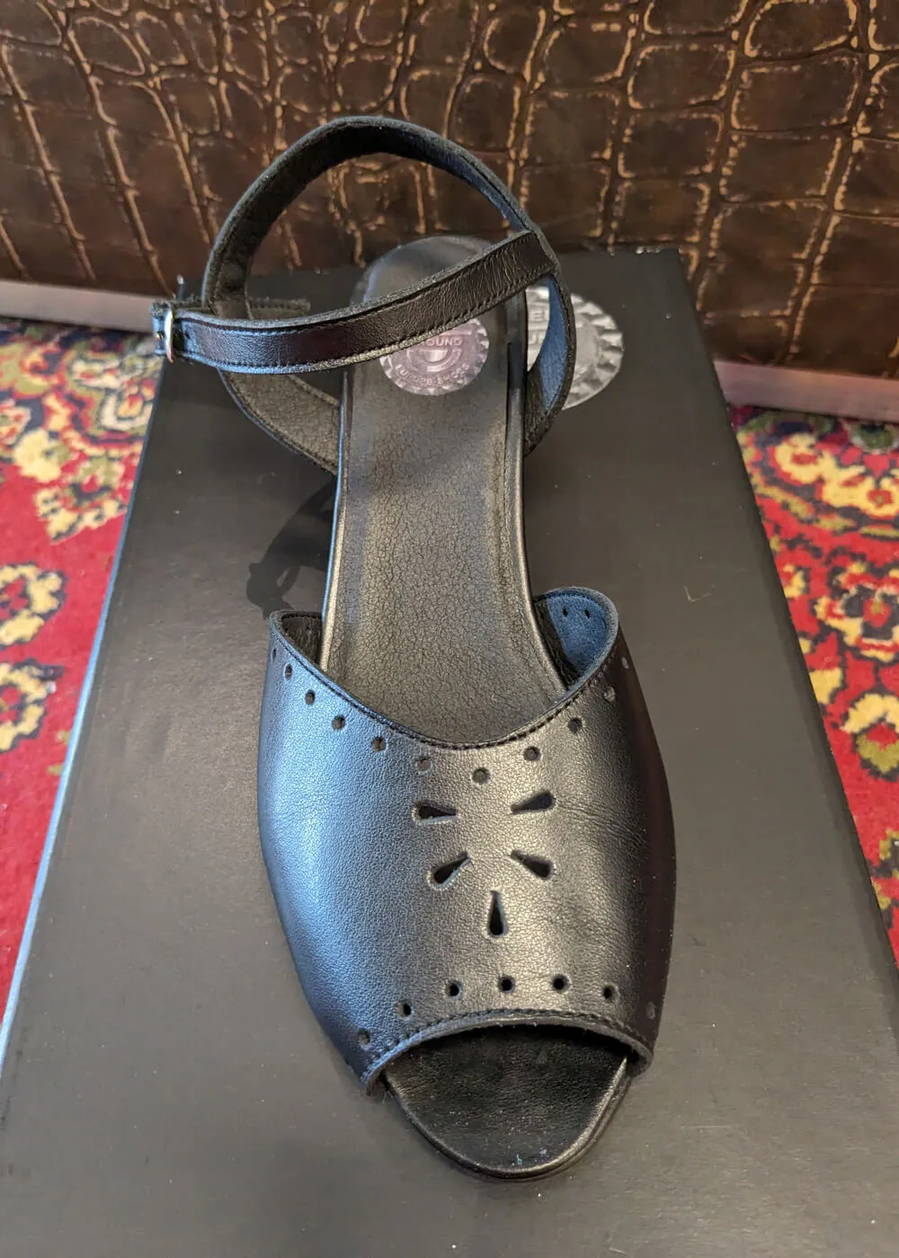 Steelground Hylda Leather 50's Sandals Pumps Black