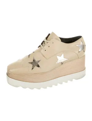 Stella McCartney Leather Platform in Beige, Size 39.5