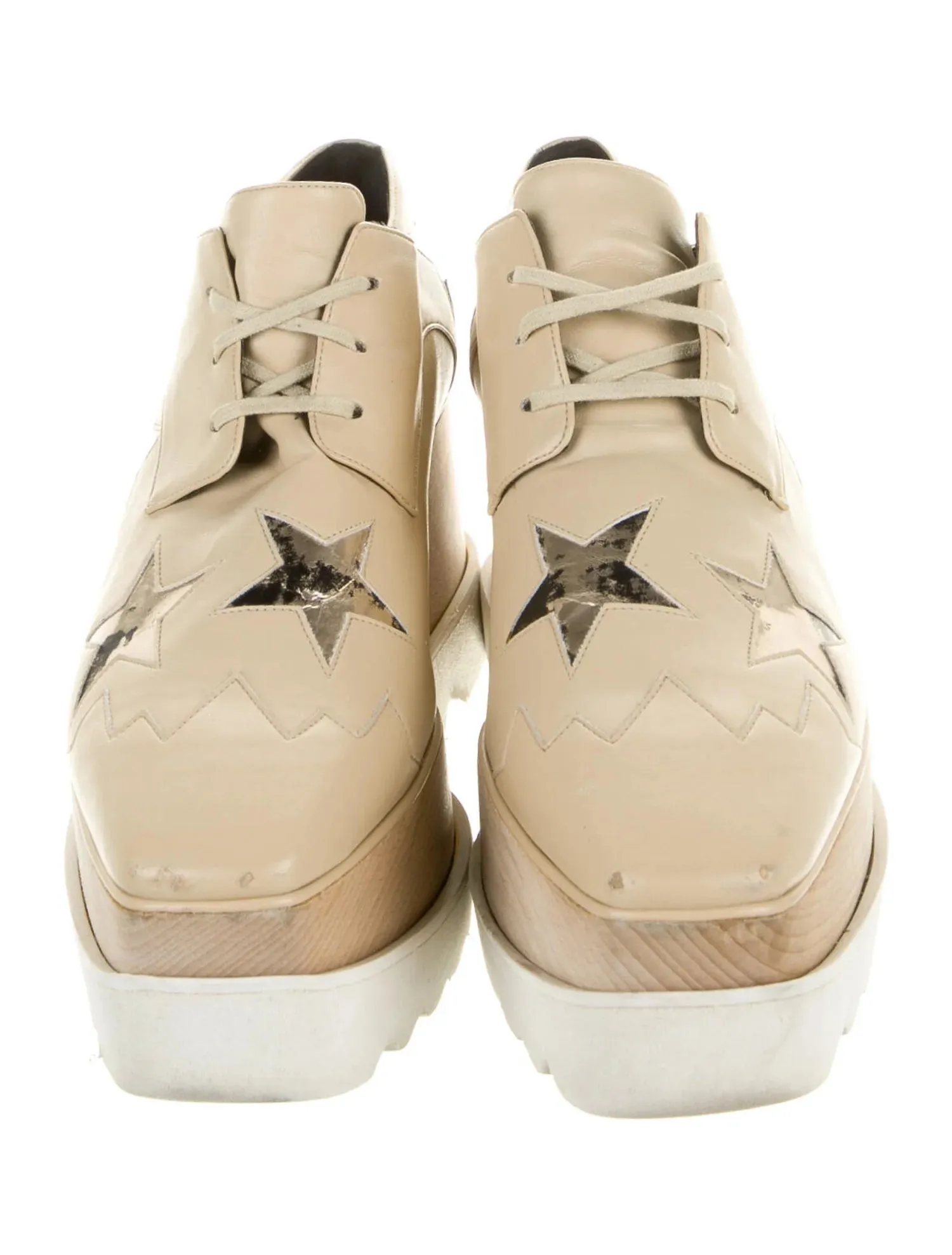 Stella McCartney Leather Platform in Beige, Size 39.5