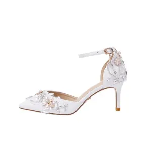 Stiletto Pearl Flowers Rhinestone Wedding Shoes