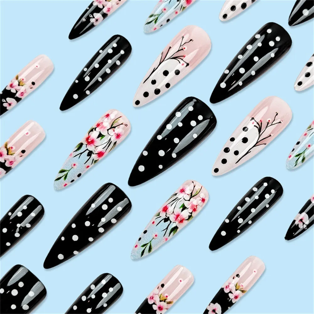 Stiletto Winter Plum Dots Black