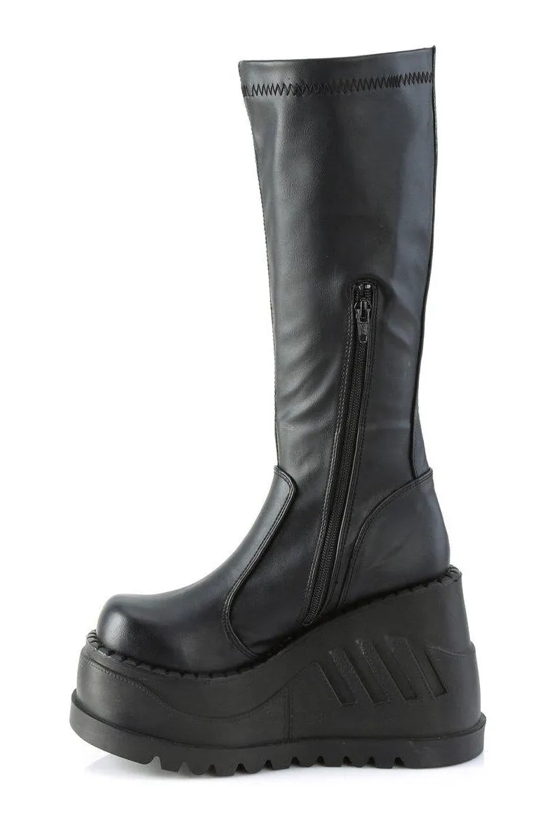 STOMP-200 Knee Boot | Black Faux Leather