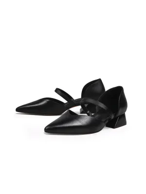 Strap-Detail Leather D'Orsay Pump Black
