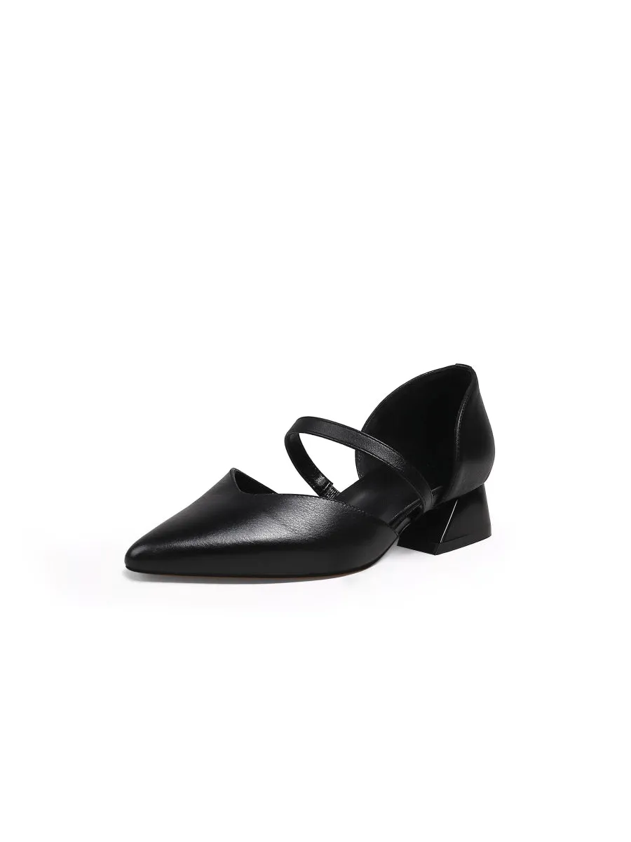 Strap-Detail Leather D'Orsay Pump Black
