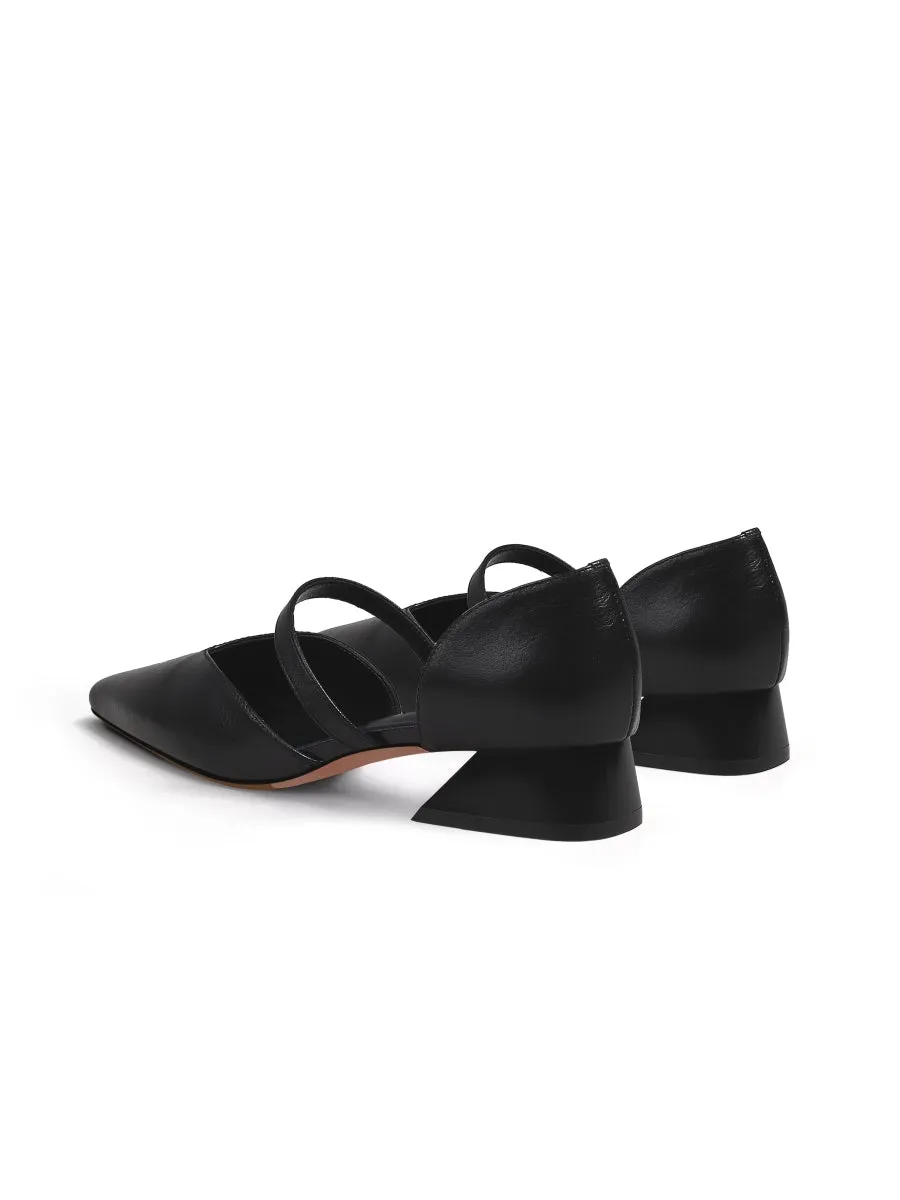 Strap-Detail Leather D'Orsay Pump Black