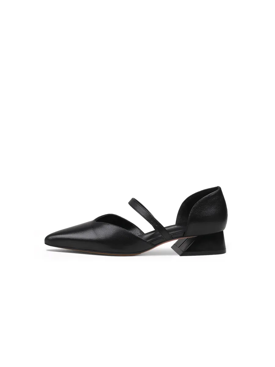 Strap-Detail Leather D'Orsay Pump Black