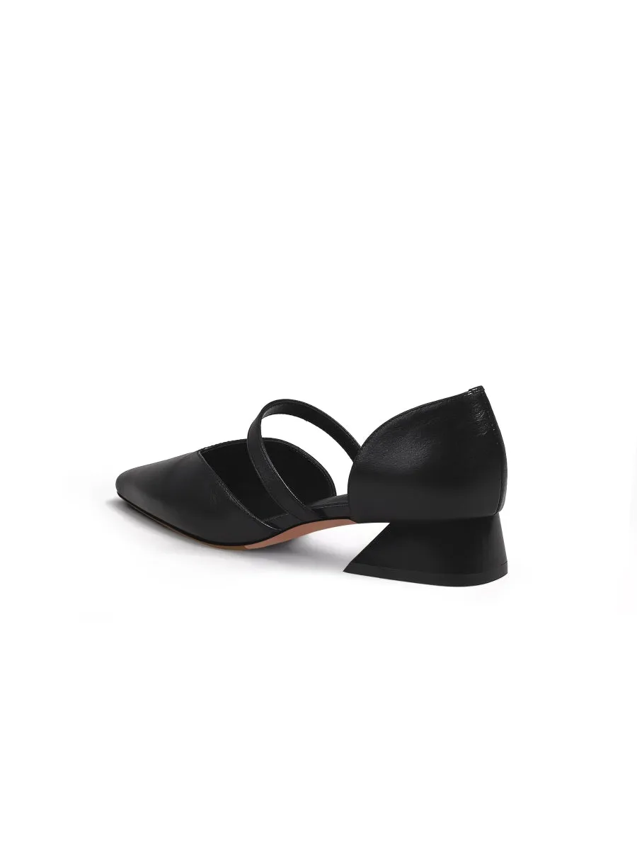 Strap-Detail Leather D'Orsay Pump Black