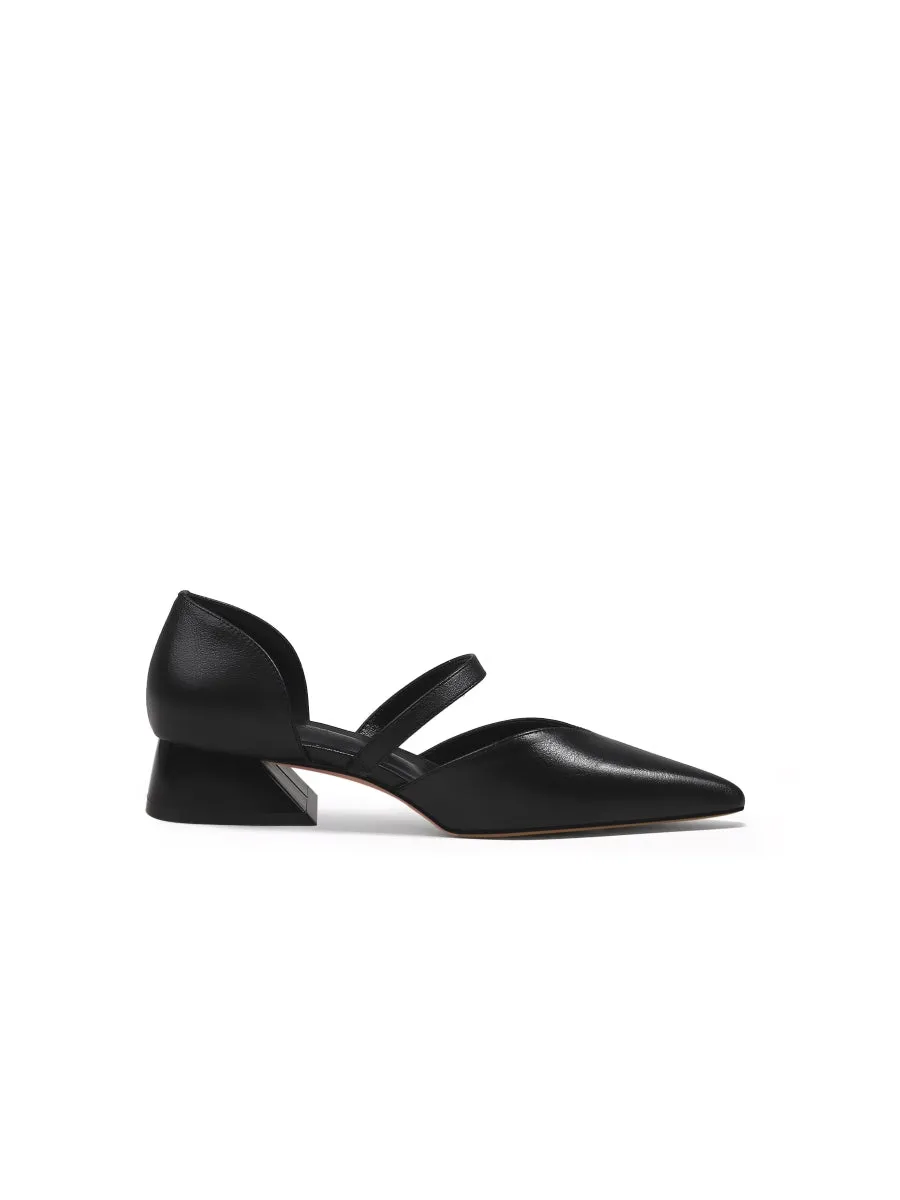 Strap-Detail Leather D'Orsay Pump Black