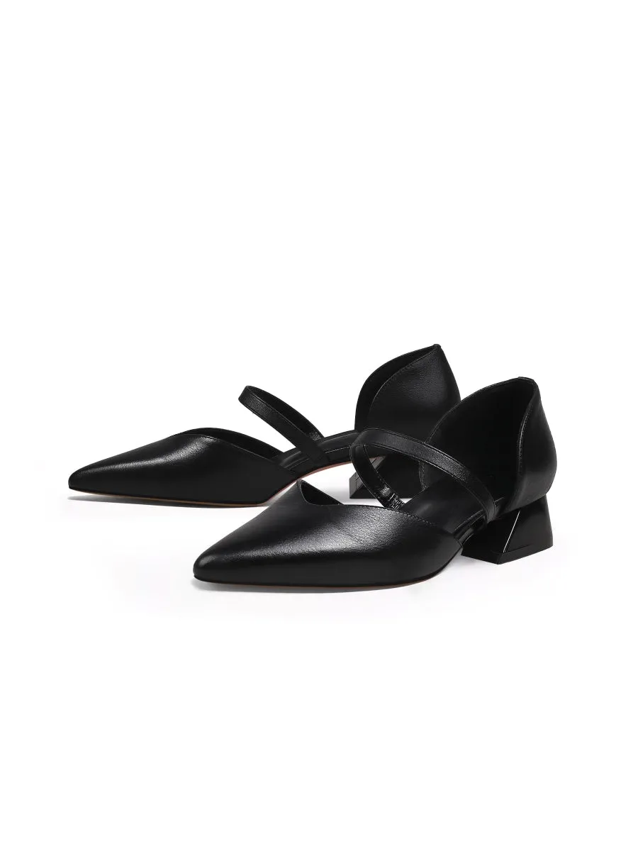 Strap-Detail Leather D'Orsay Pump Black