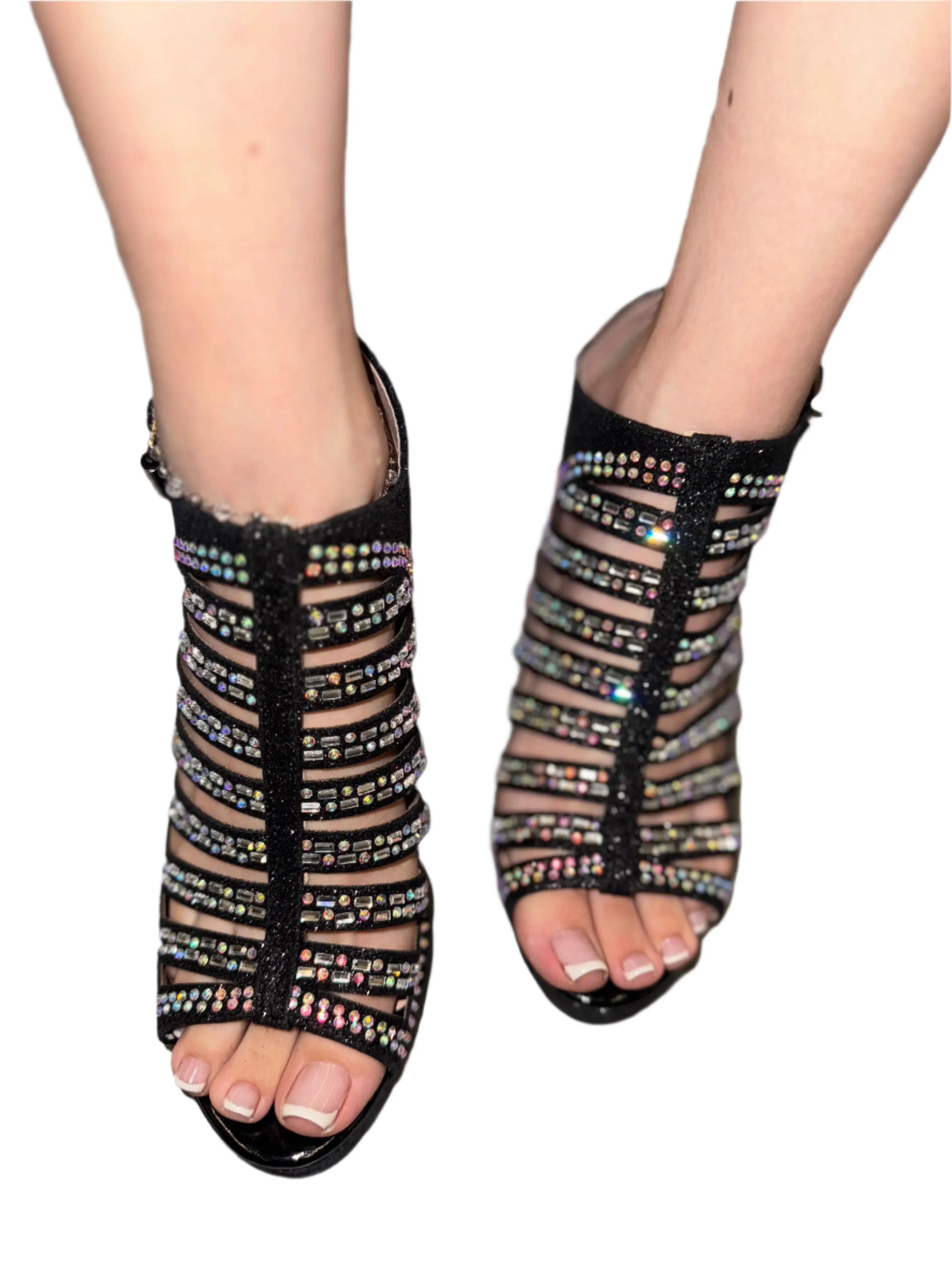 STRAPPY RHINESTONE STILETTO HEEL SYLVIE-73