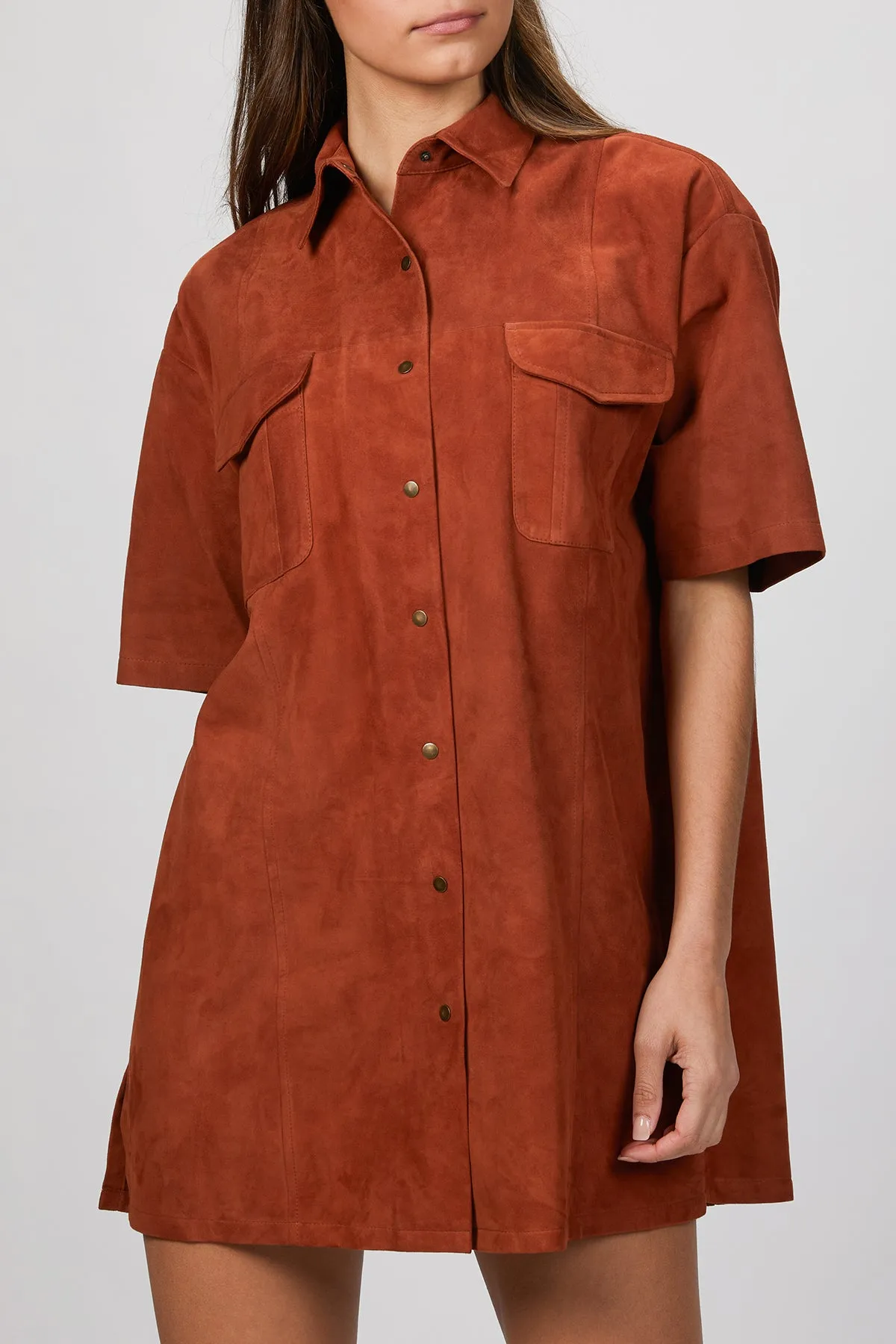 SUEDE SHIRT DRESS