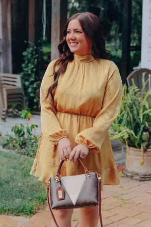 Sunkissed Mock Neck Dress - Mustard