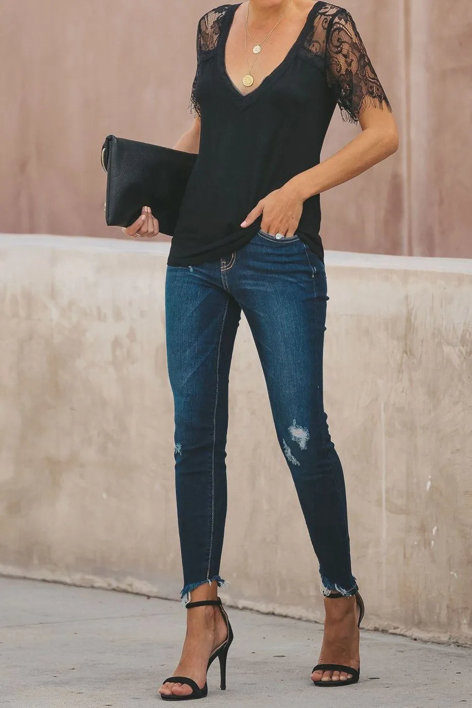 Sweet Side Lace Top - Black
