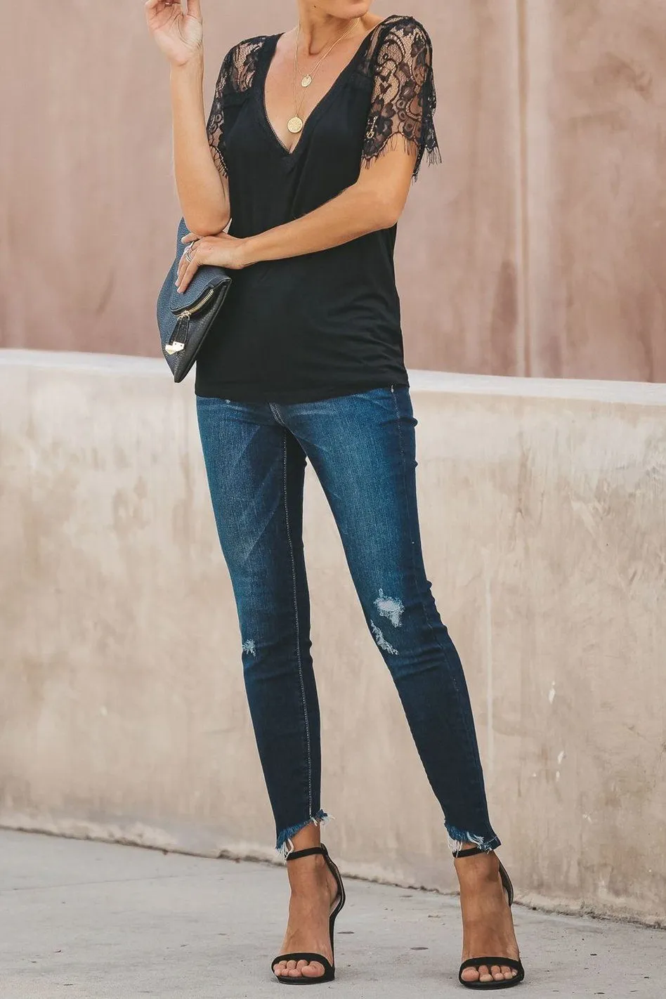 Sweet Side Lace Top - Black
