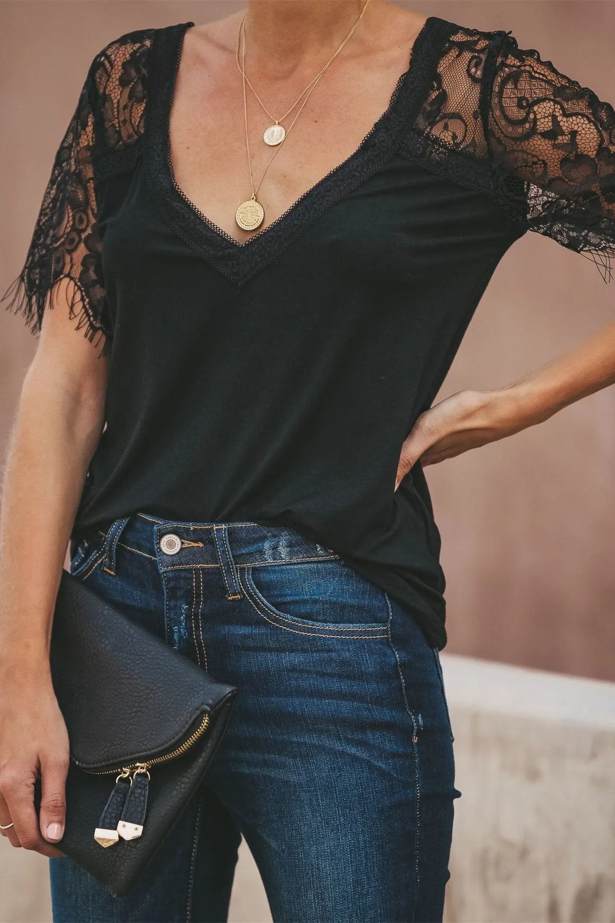 Sweet Side Lace Top - Black