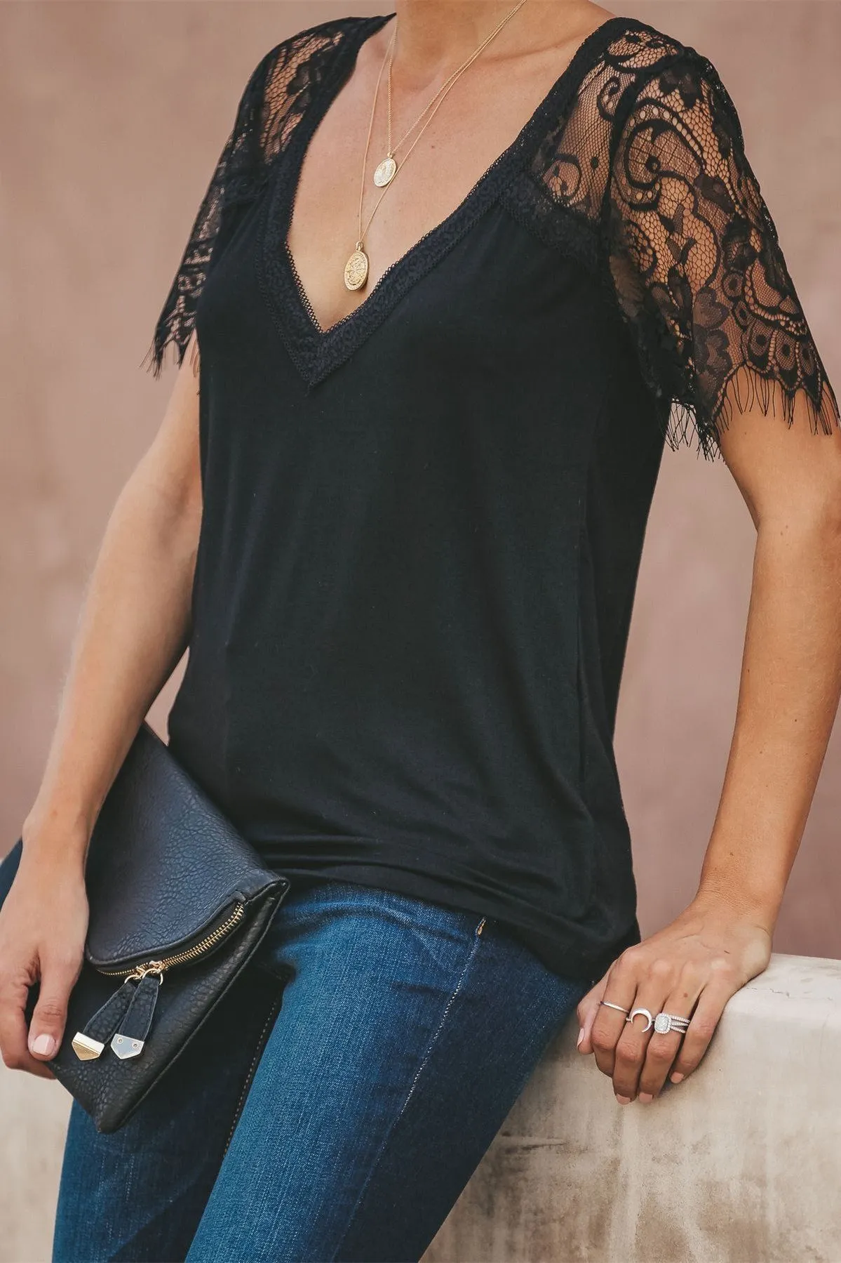 Sweet Side Lace Top - Black
