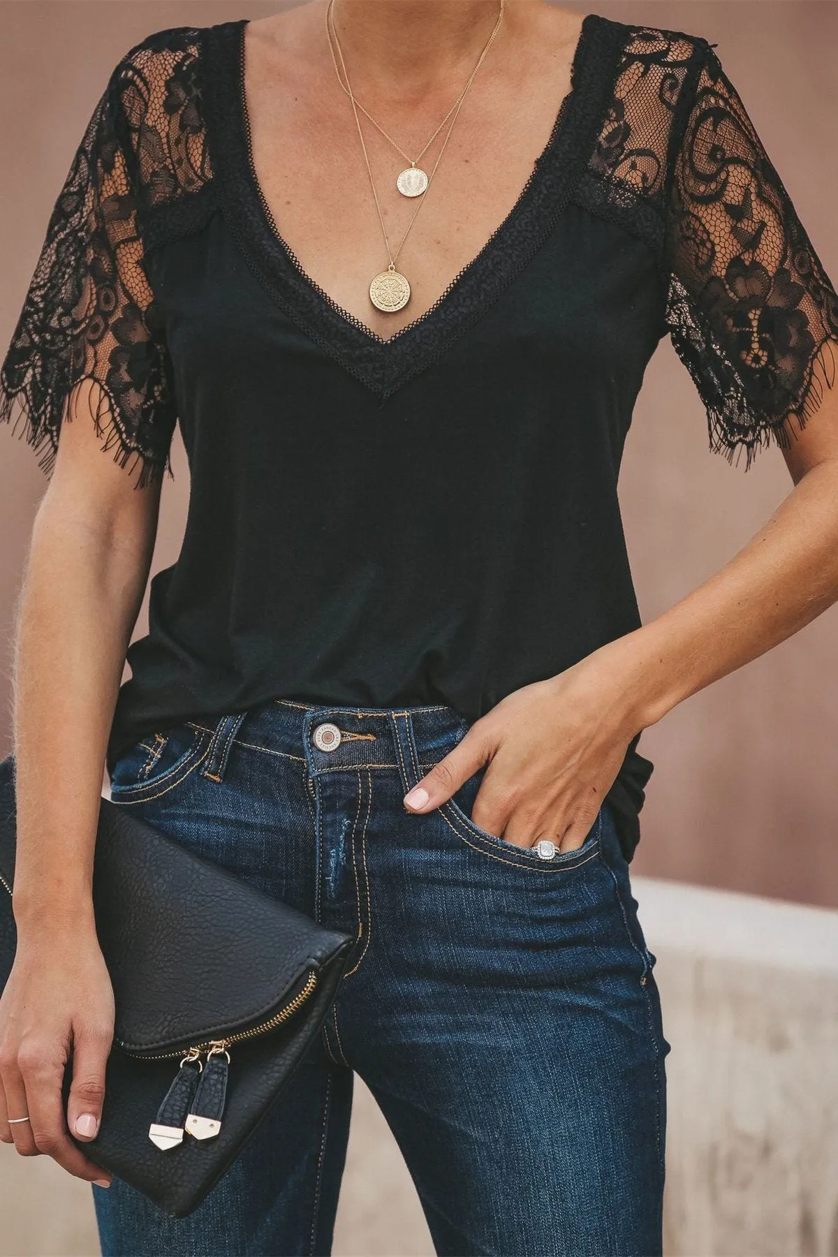 Sweet Side Lace Top - Black