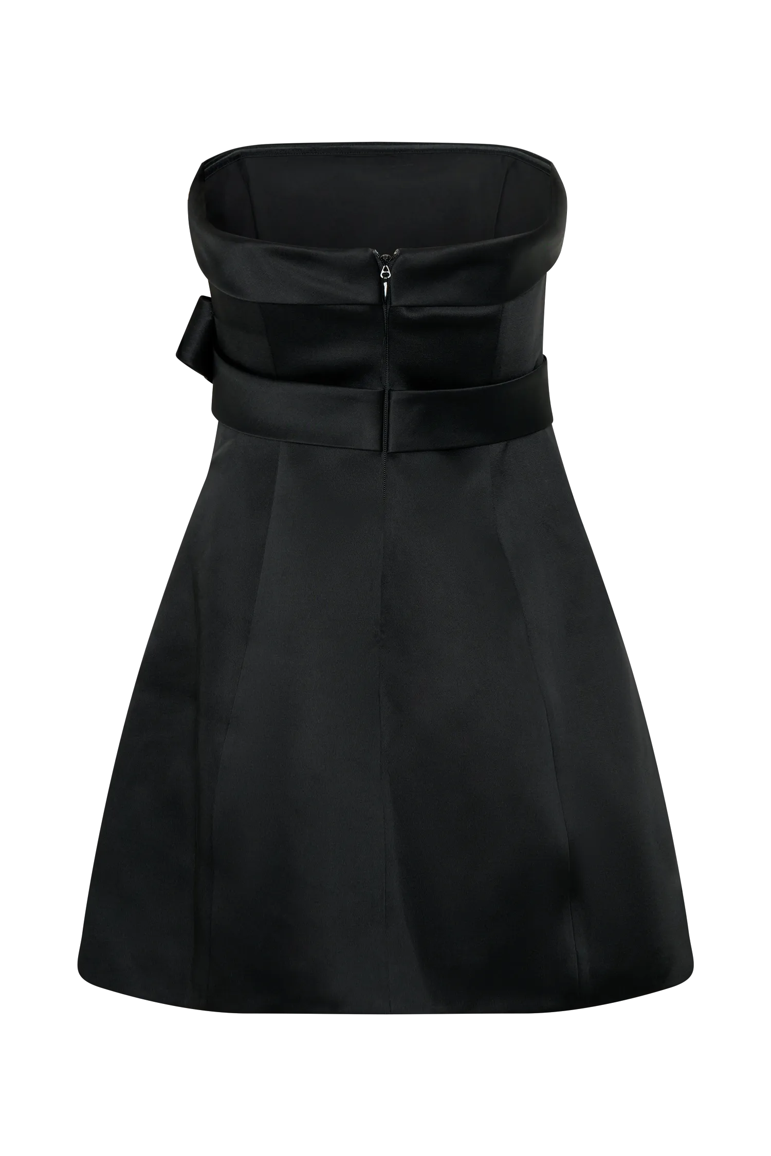 Tatiana Satin Strapless Bow Mini Dress - Black