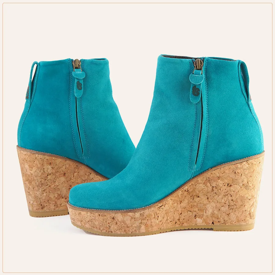 Teal Ankle Wedge Bootie