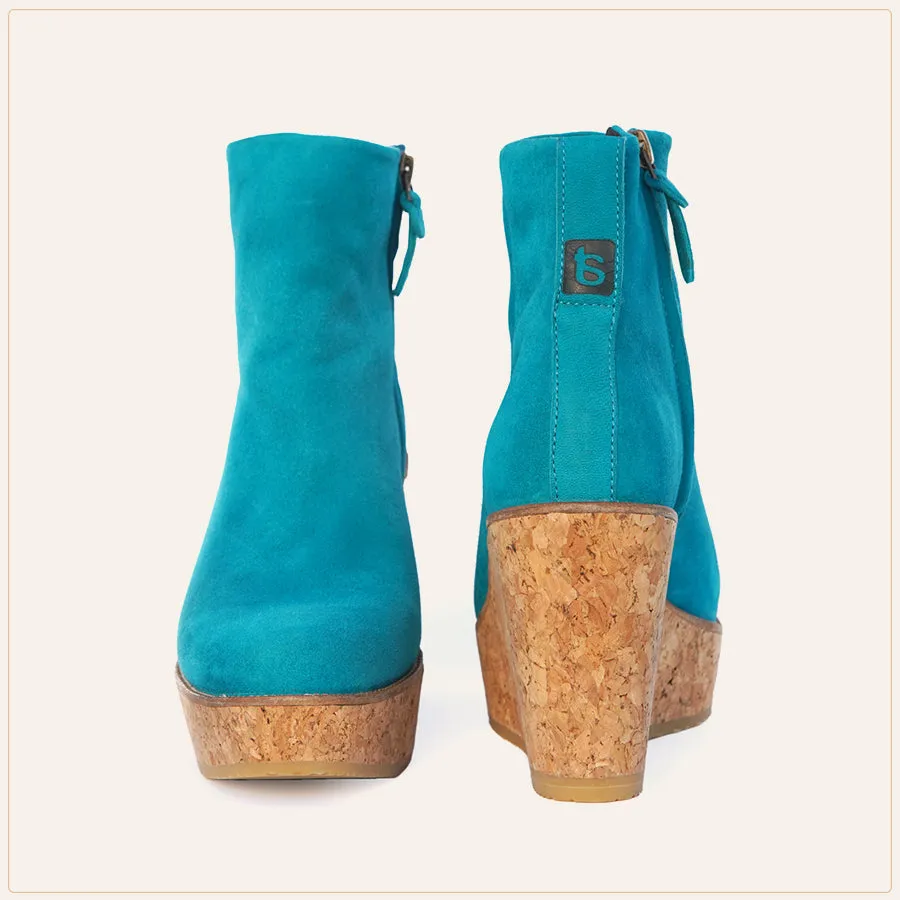 Teal Ankle Wedge Bootie