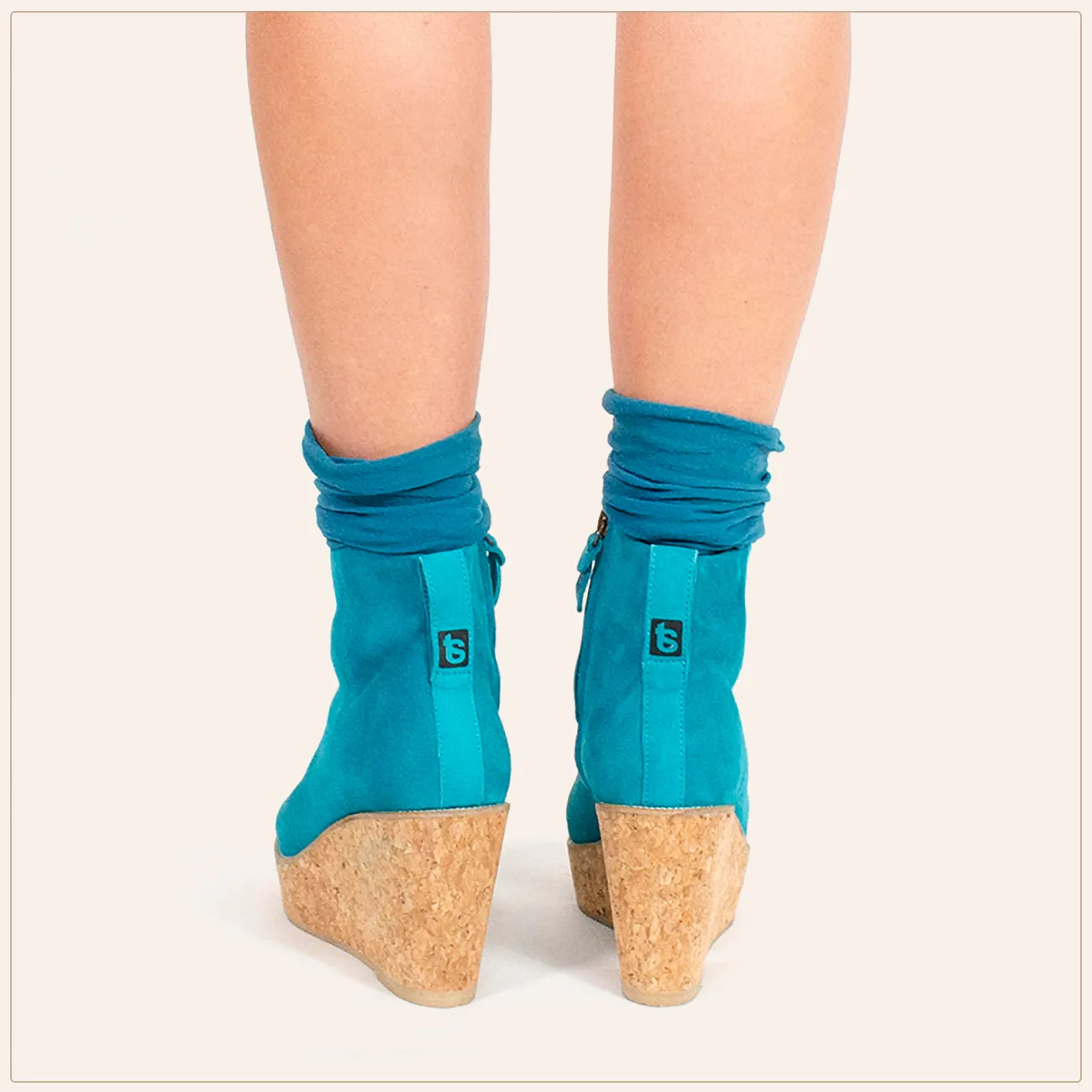 Teal Ankle Wedge Bootie