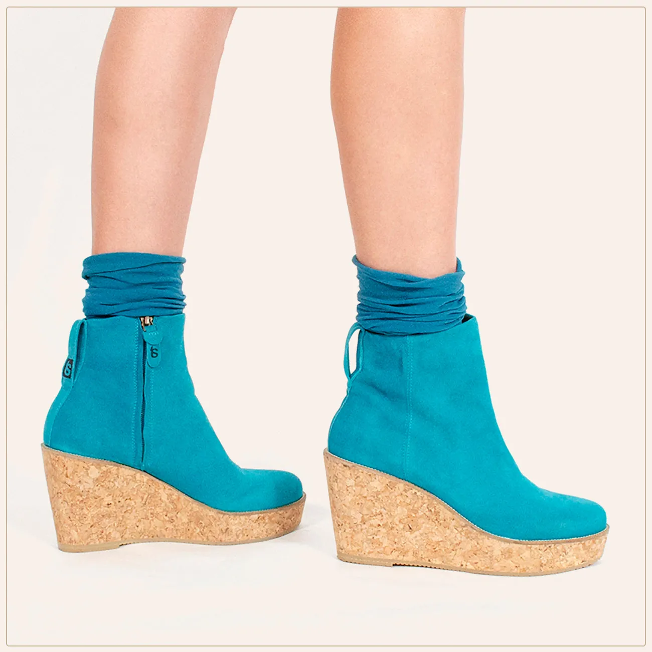 Teal Ankle Wedge Bootie