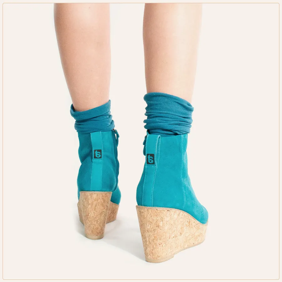 Teal Ankle Wedge Bootie
