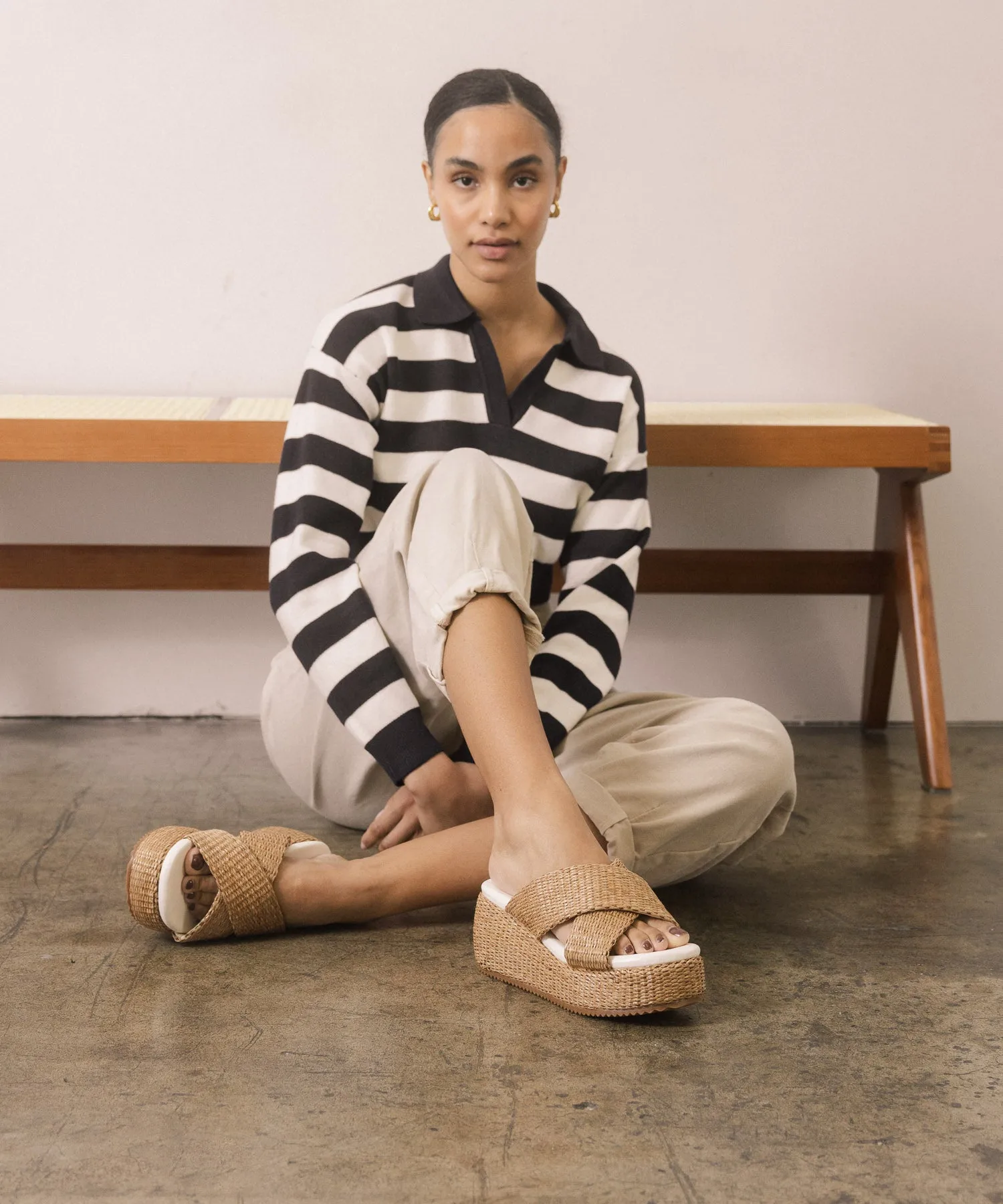 The Fresno | Camel Raffia Platform Sandal