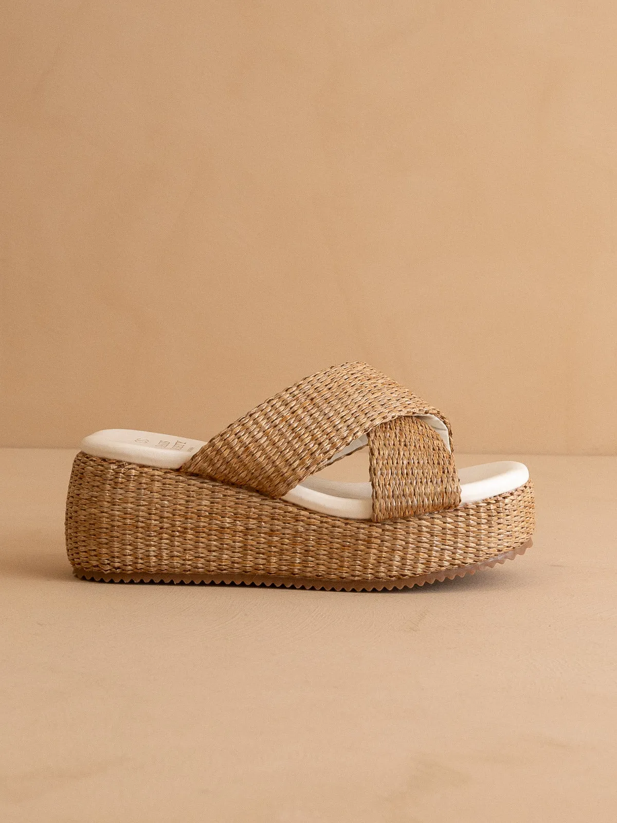 The Fresno | Camel Raffia Platform Sandal