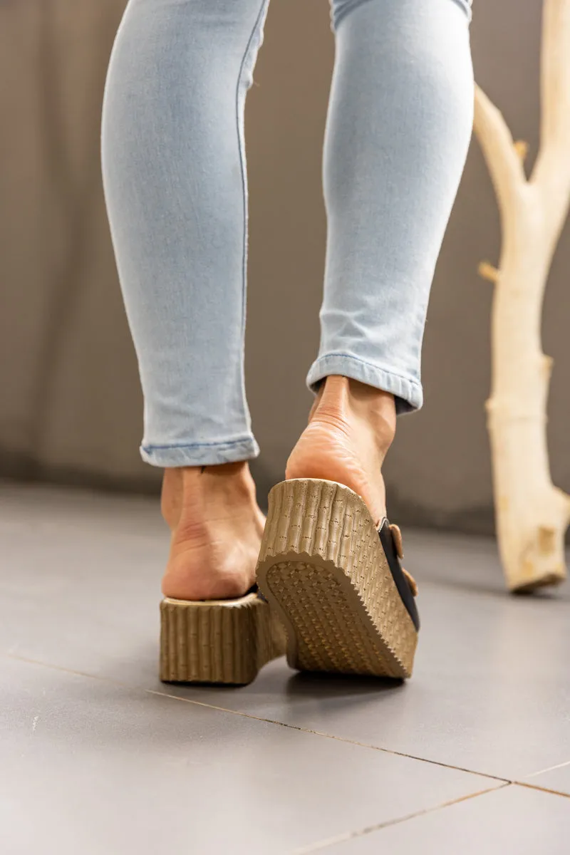 Timeless Beauty Floral Embossed Leather Platform Clog