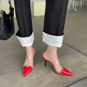 Transparent Love Face Color Stiletto High Heels