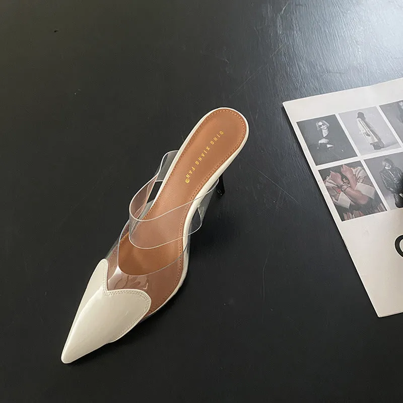 Transparent Love Face Color Stiletto High Heels