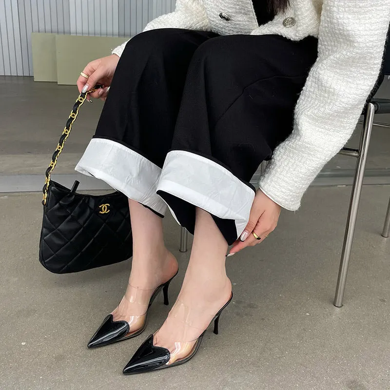 Transparent Love Face Color Stiletto High Heels