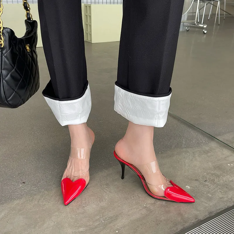 Transparent Love Face Color Stiletto High Heels