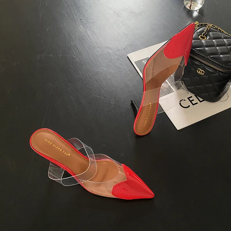 Transparent Love Face Color Stiletto High Heels