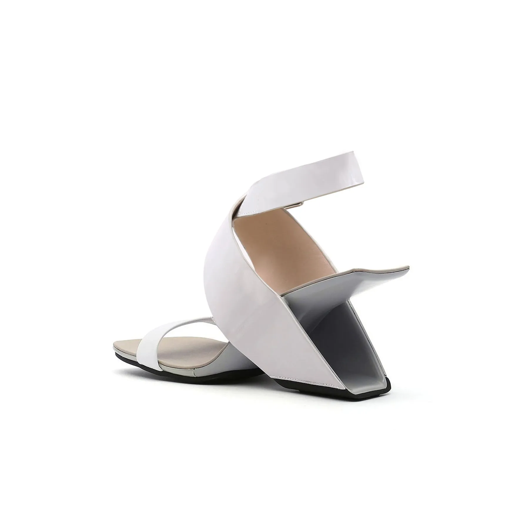Twist Strap Open-Heel Leather Slide Sandal - Jadyrose