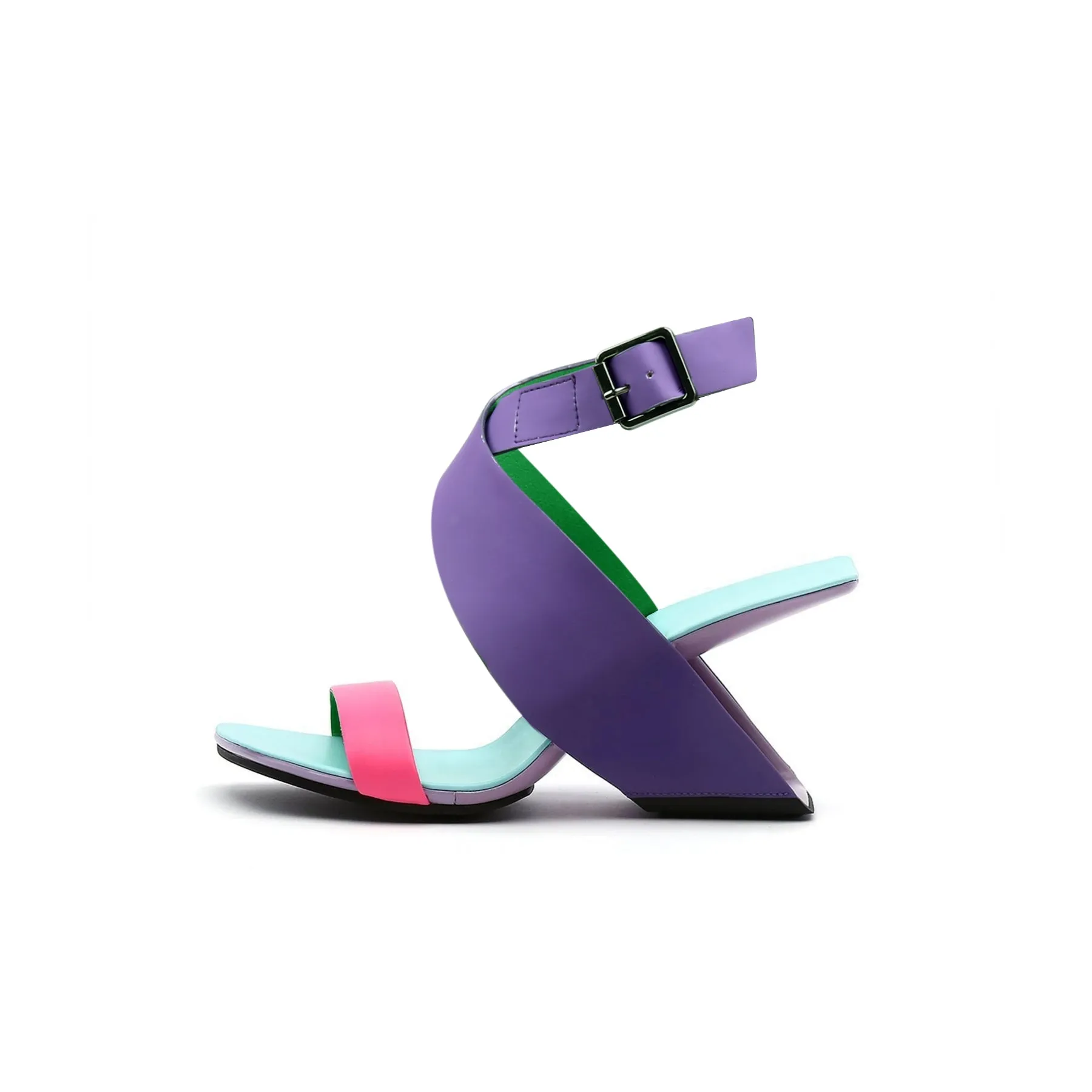 Twist Strap Open-Heel Leather Slide Sandal - Jadyrose