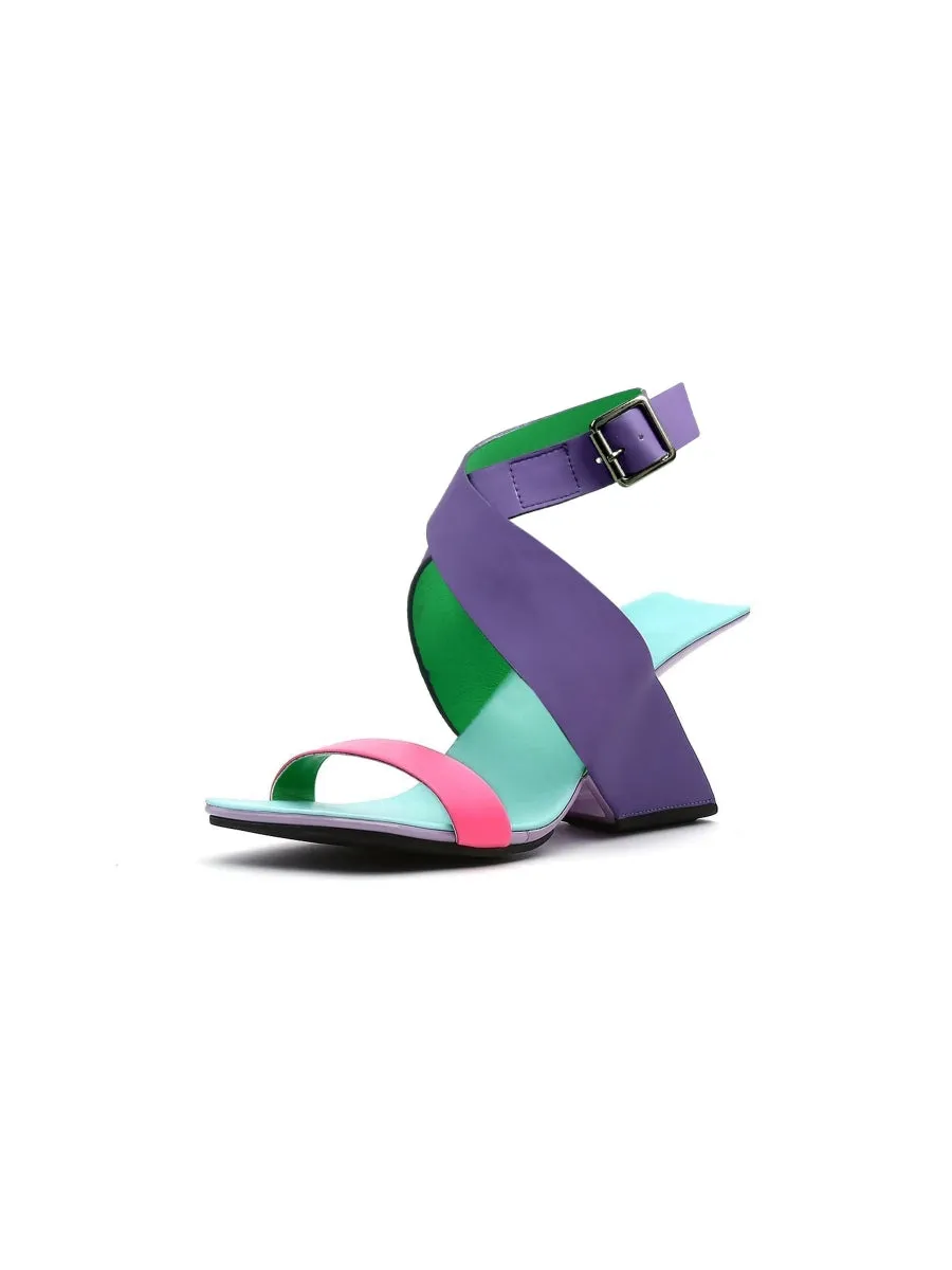 Twist Strap Open-Heel Leather Slide Sandal - Jadyrose