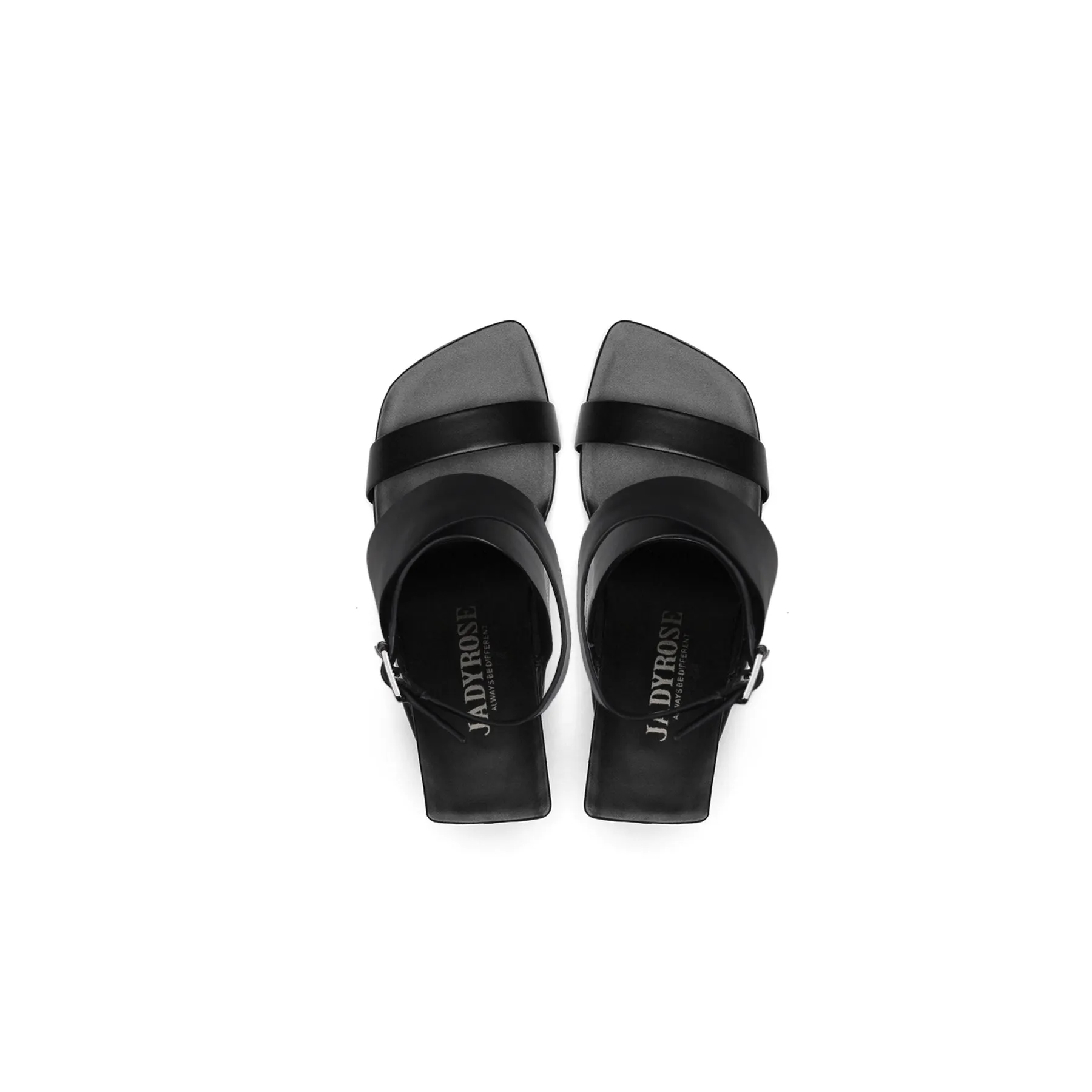 Twist Strap Open-Heel Leather Slide Sandal - Jadyrose