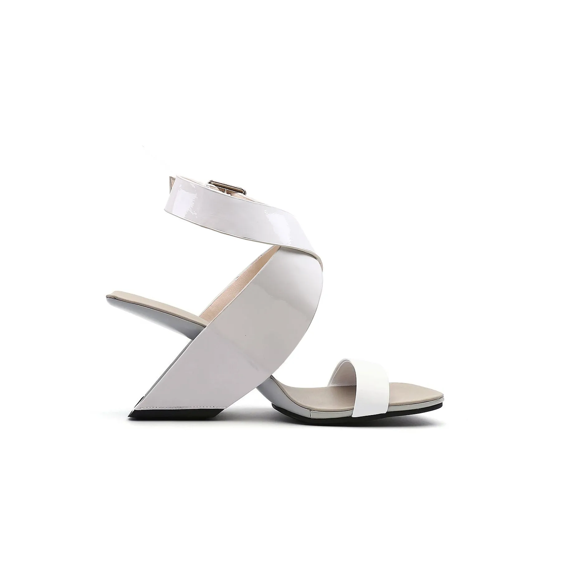 Twist Strap Open-Heel Leather Slide Sandal - Jadyrose