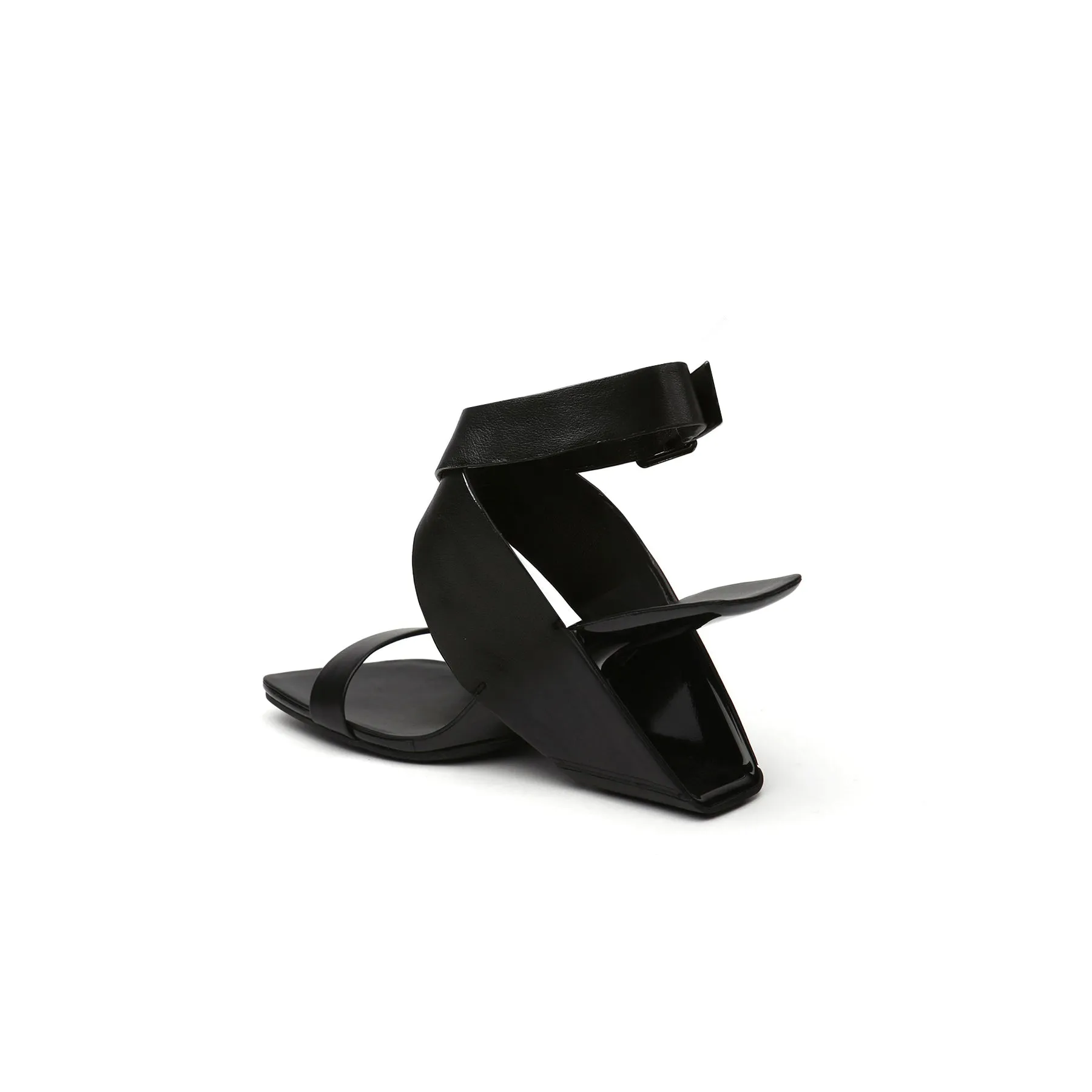 Twist Strap Open-Heel Leather Slide Sandal - Jadyrose
