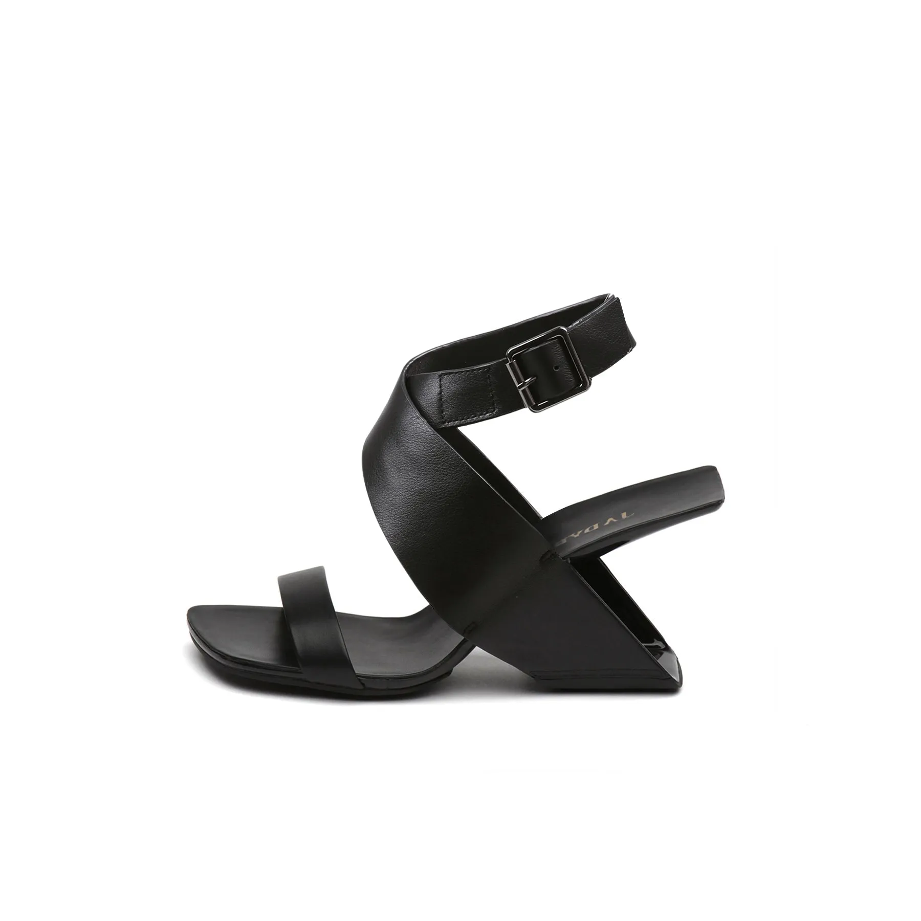 Twist Strap Open-Heel Leather Slide Sandal - Jadyrose