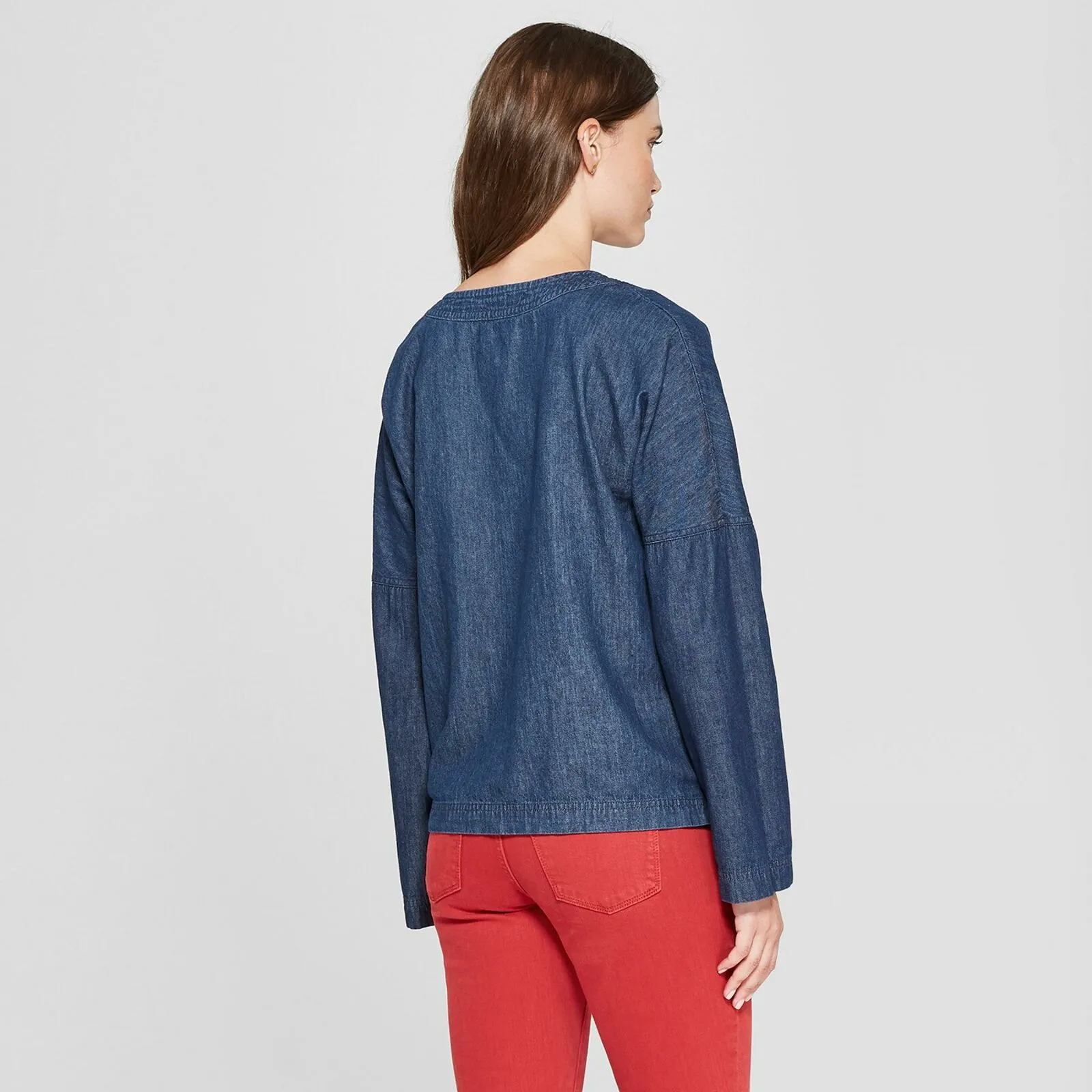 Universal Thread Women's Long Sleeve Denim Woven Top