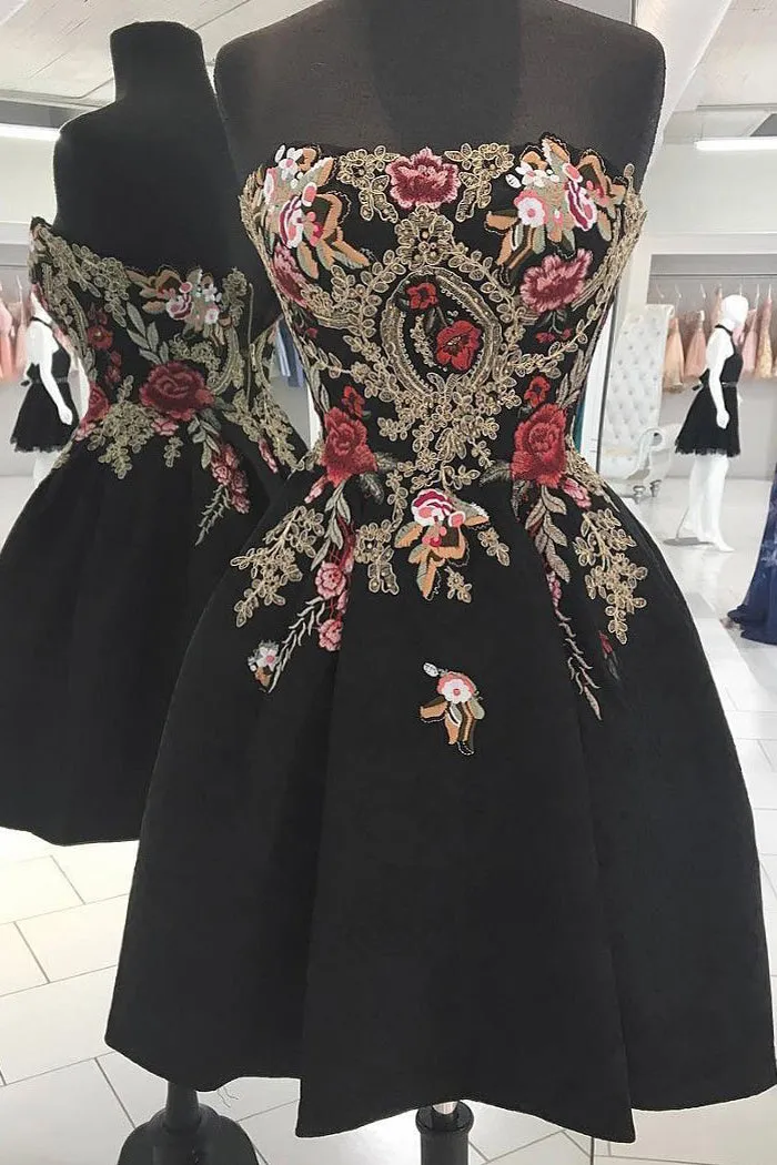 Vintage Little Black Dress Homecoming Dresses A line Short Prom Dress Party Dress OHM171