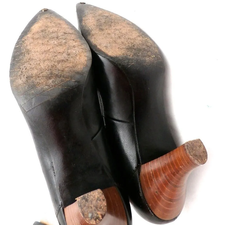 Vintage Shoes  Stiletto Heel Pump Tiny Ackerman Black Leather 1950S Womens  7.5