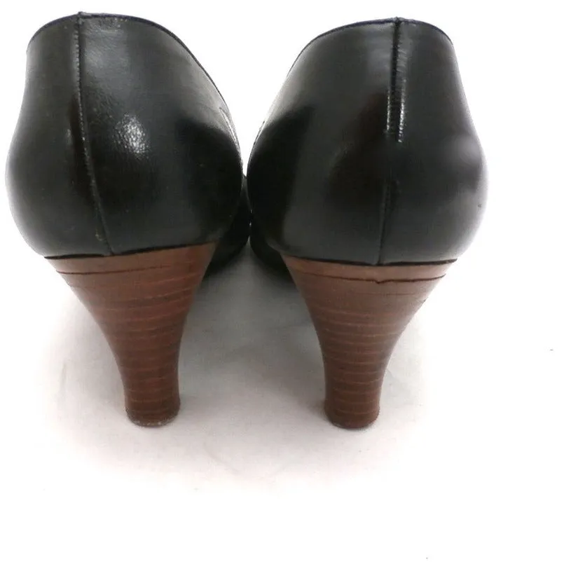 Vintage Shoes  Stiletto Heel Pump Tiny Ackerman Black Leather 1950S Womens  7.5