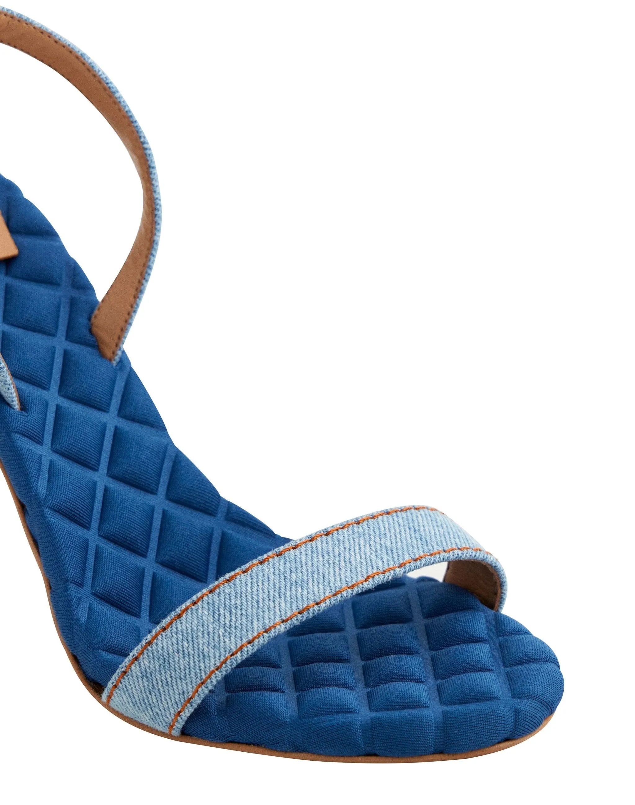 Vivien Cotton Vegan High Heeled Sandals | Blue Denim